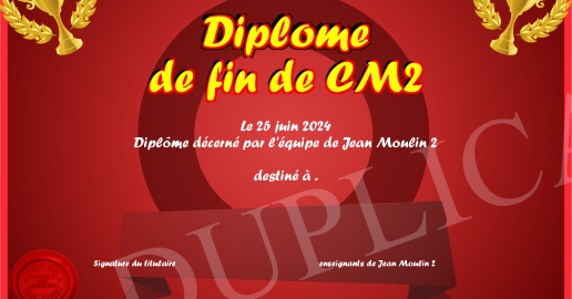 Diplome de fin de CM2