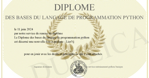 Diplome des bases du langage de programmation python