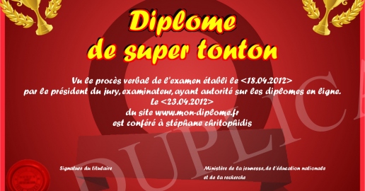 Diplome de super tonton