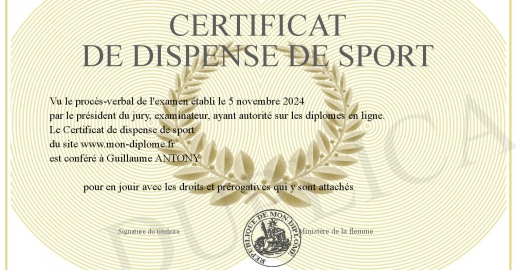 Certificat de dispense de sport