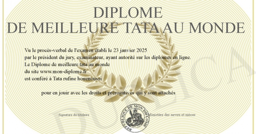 Diplome de meilleure tata au monde