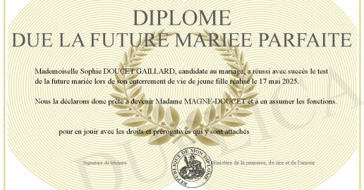 Diplome due la future mariee parfaite