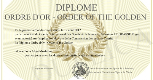 Diplome Ordre D Or Order Of The Golden Diplome Ordre D Or Order Of The Golden