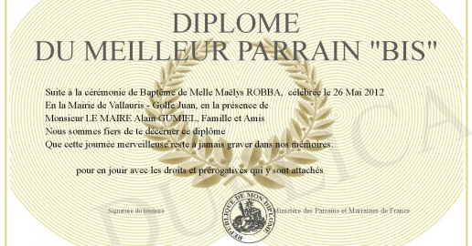 Diplome du Meilleur Parrain -Bis-