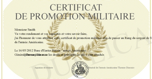 Certificat de promotion militaire