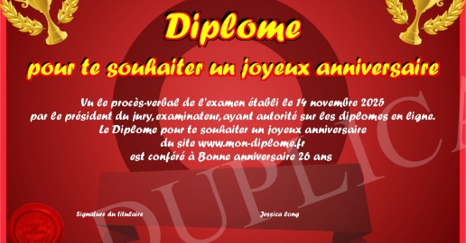 Diplome pour te souhaiter un joyeux anniversaire