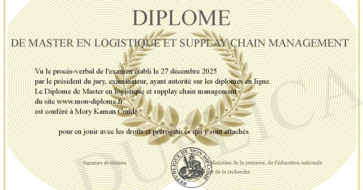 Diplome de Master en logistique et supplay chain management