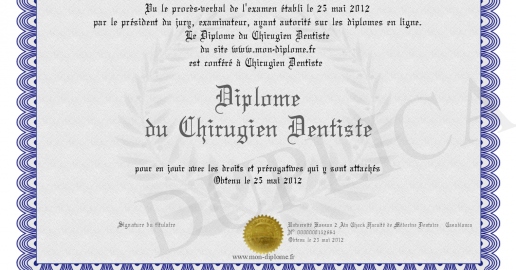 Diplome du Chirugien Dentiste