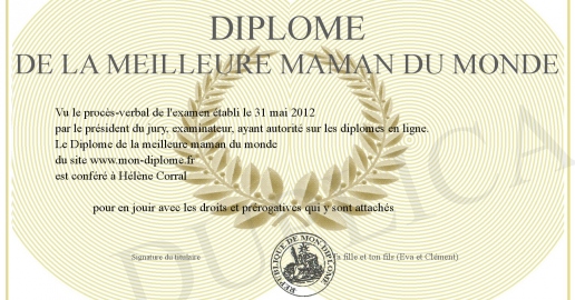 Diplome de la meilleure maman du monde