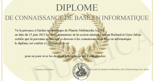 Diplome de connaissance de base en informatique