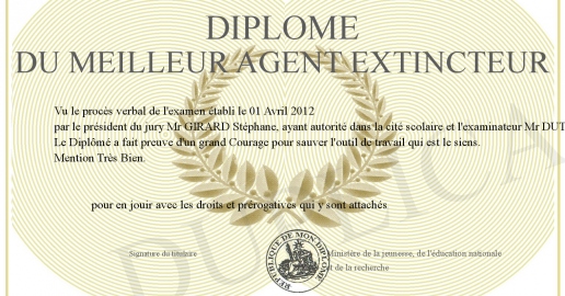 Diplome du Meilleur Agent Extincteur