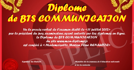 Diplome de BTS COMMUNICATION