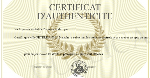 certificat d authenticite