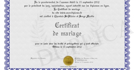 Certificat de mariage