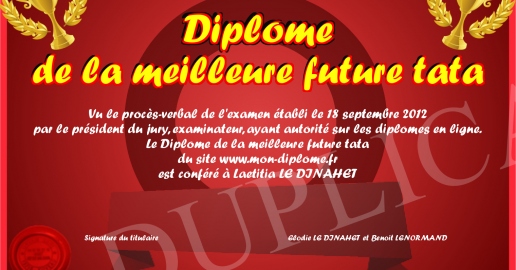 Diplome de la meilleure future tata