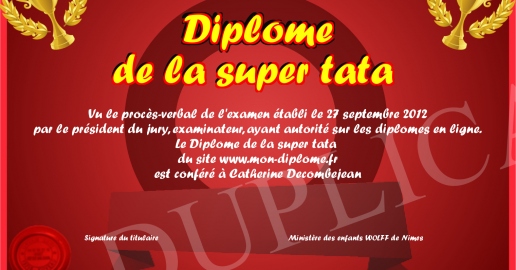 Diplome de la super tata