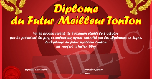 Diplome du Futur Meilleur TonTon