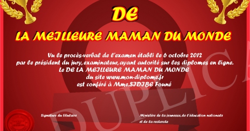 DE LA MEILLEURE MAMAN DU MONDE