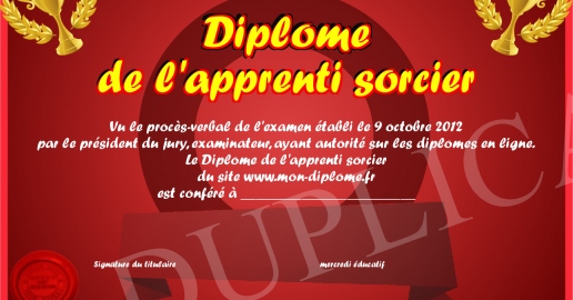 Diplome de l apprenti sorcier