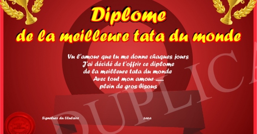 Diplome de la meilleure tata du monde