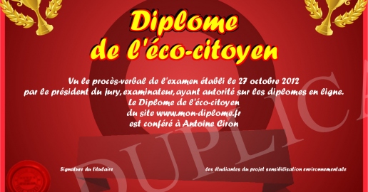 Diplome de l eco-citoyen