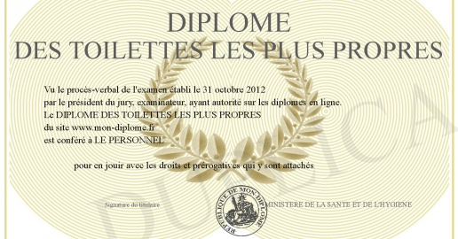 DIPLOME DES TOILETTES LES PLUS PROPRES