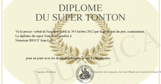 Diplome du super Tonton