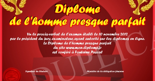 Diplome de l homme presque parfait