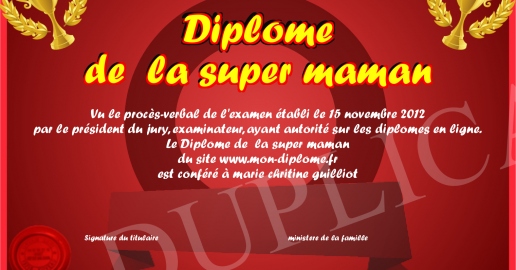 Diplome de la super maman