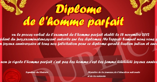 Diplome de l homme parfait