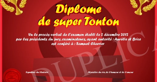 Diplome de super Tonton