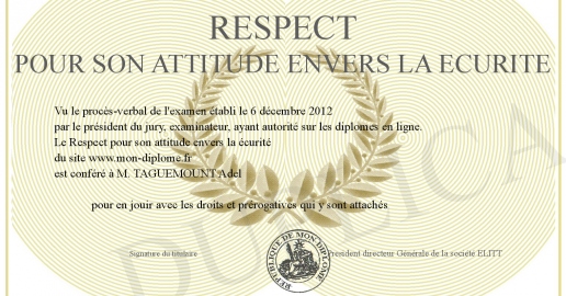 Respect pour son attitude envers la ecurite