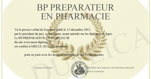 BP PREPARATEUR EN PHARMACIE