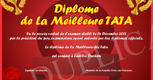 Diplome de La Meilleure TATA