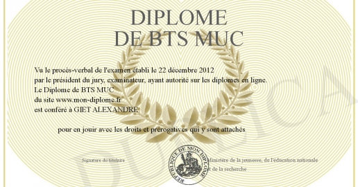 Diplome de BTS MUC