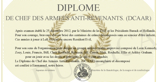 Diplome de Chef des Armees Anti-Revenants. (DCAAR)
