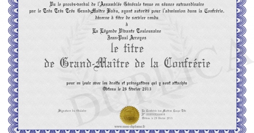 le titre de Grand-Maitre de la Confrerie