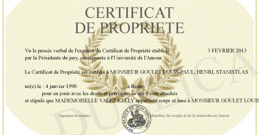 Certificat de Propriete