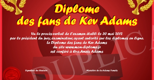 Diplome des fans de Kev Adams