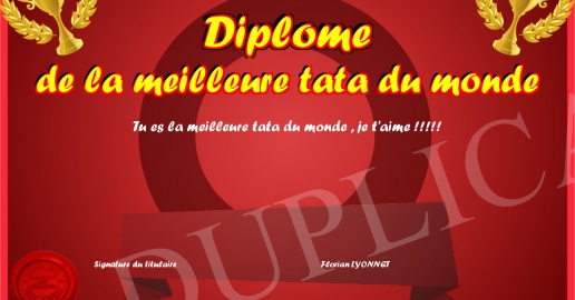 Diplome de la meilleure tata du monde