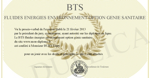 BTS fluides energies environnement option genie sanitaire