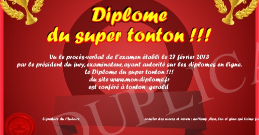 Diplome du super tonton