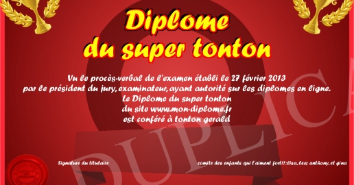 Diplome du super tonton