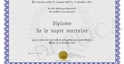diplome de la super marraine