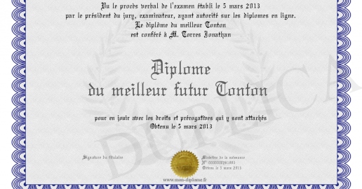 Diplome du meilleur futur Tonton