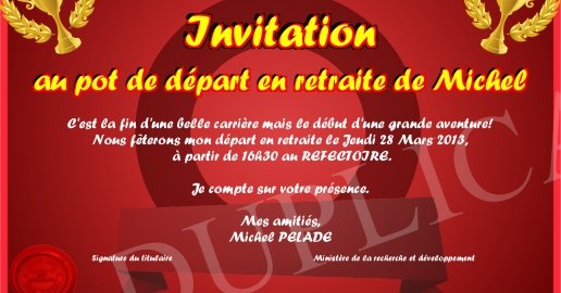 Invitation au pot de depart en retraite de Michel