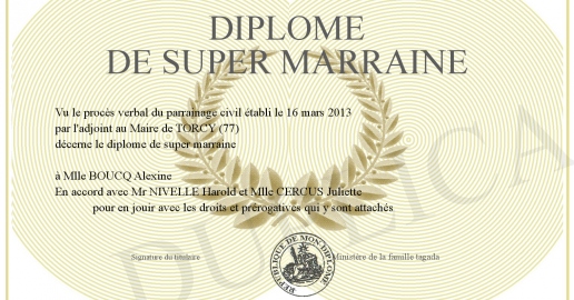 diplome de super marraine