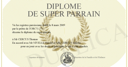 diplome de super parrain