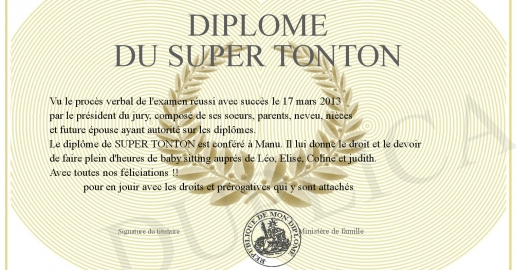 Diplome du SUPER TONTON