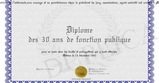 Diplome des 30 ans de fonction publique